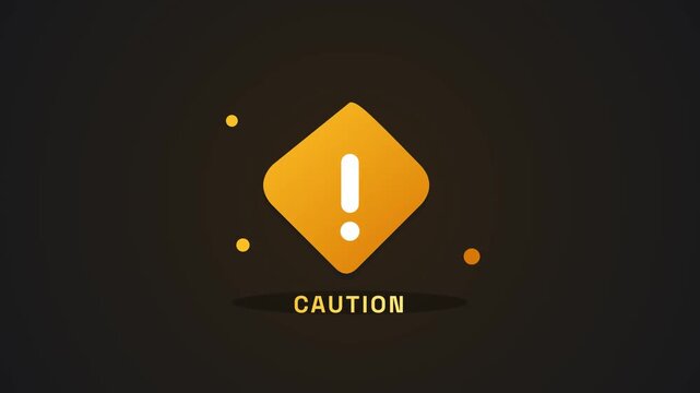 Yellow Diamond Caution Exclamation Mark Animated Icon, 2D Motion Graphic for Warning Sign, System Alert, and Safety Notification UI