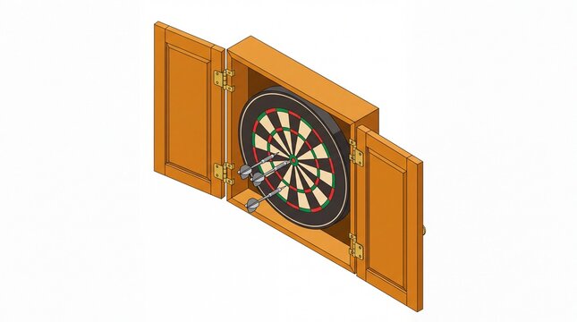 Wall Mounted Wooden Dartboard Cabinet with Professional Steel Tip Darts for Indoor Recreational Pub Games and Home Entertainment