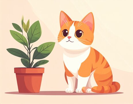 cat with a flowers