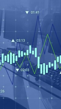 Animated video showcases finance and economy concepts through graphs.