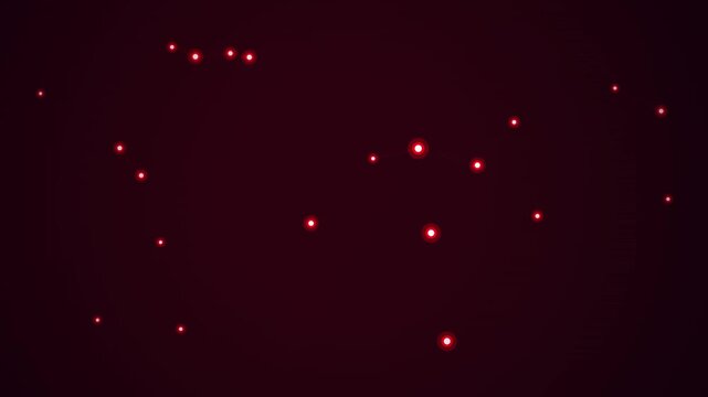 Red glowing particles float across a dark maroon background in a continuous tech loop