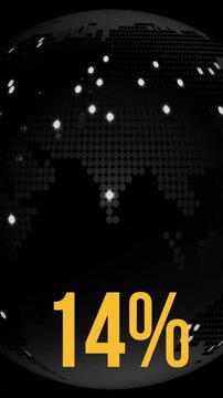 Animation of percent growing over globe on black background