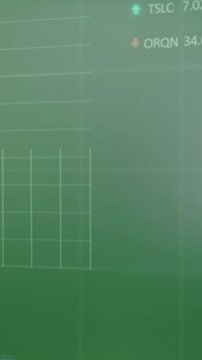 Animation of multiple graphs, loading circles and trading boards against green background