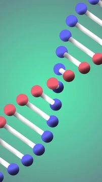 Animation of dna structure spinning against purple gradient background