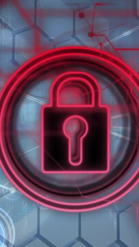 Animation of padlock icon and data processing