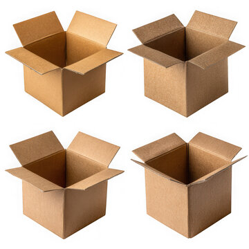 Four open cardboard boxes illustration