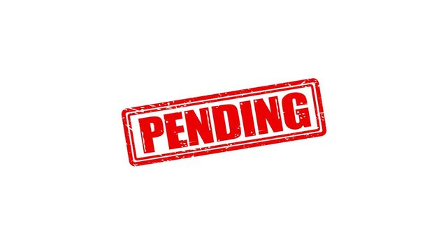 Red pending rubber stamp impression on white background, business approval status concept