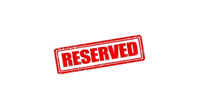 Reserved red rubber stamp impression on white background, grunge text effect