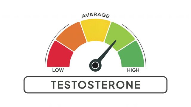 Testosterone Level Gauge Animation from Low to High Indicator on Hormone Health and Medical Healthcare Background Motion Graphics