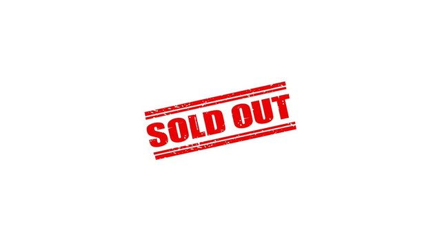 Sold out red rubber stamp effect on white background, business concept for limited availability and demand