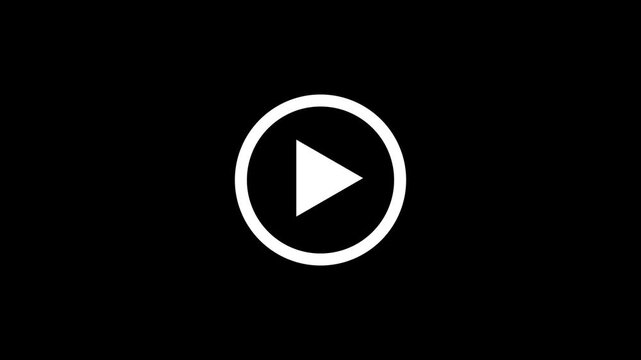Circular play button pulsates on a black background during a transition