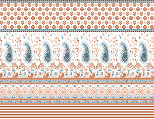 Decorative ceramic tile pattern with intricate geometric and floral motifs in warm tones © Wolfworker