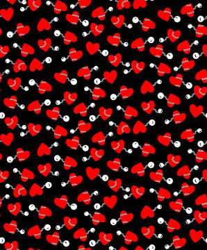 Heart-shaped and circular toys patterns design background