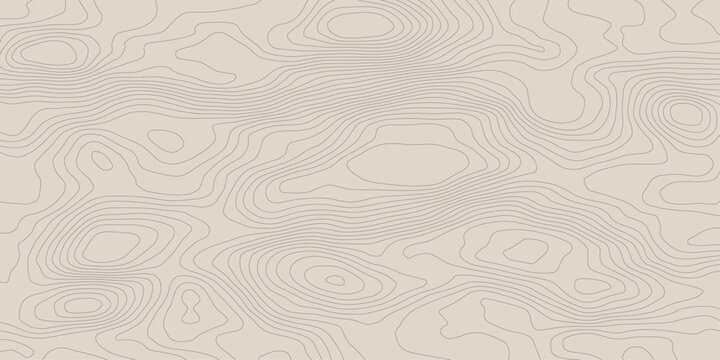 Abstract topographic contour lines pattern on a neutral beige background representing terrain elevation and geological mapping