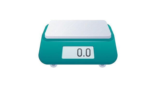 Digital weighing scale with zero reading on display for kitchen or laboratory measurement