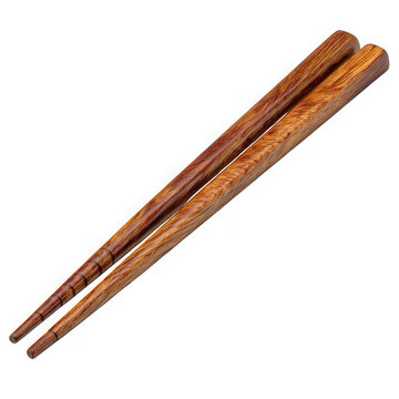 Pair of bamboo chopsticks on white background