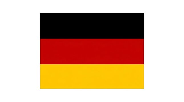 German flag with black red and gold horizontal stripes isolated on white background.