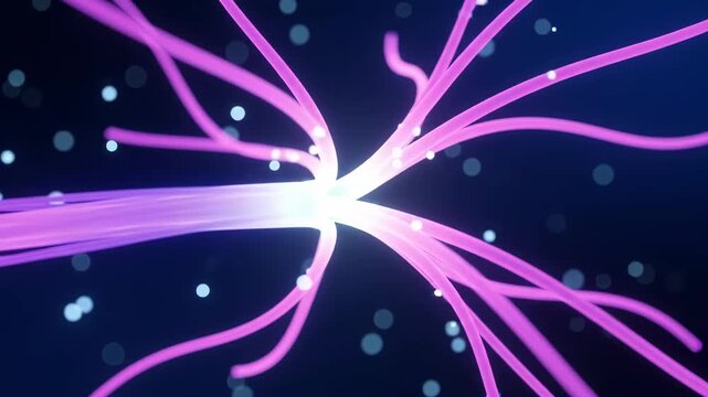 A sleek 3D animated light beam traversing a cosmic starry background ideal for tech presentations, digital marketing, and futuristic visual effects.