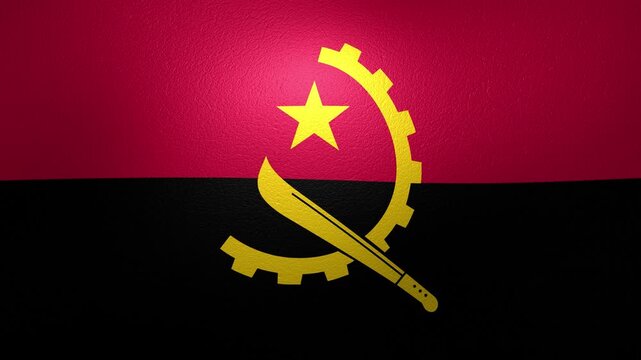 Angolan national flag waving in the wind