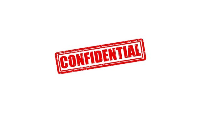 Red confidential rubber stamp impression on white background, official document security concept