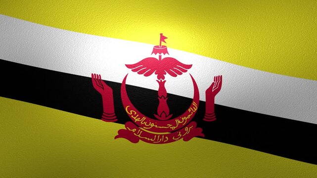 Brunei national flag waving in slow motion