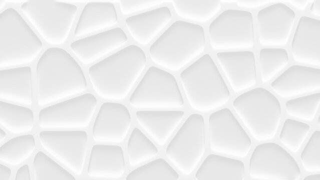 Abstract white 3D background with organic cellular Voronoi pattern.