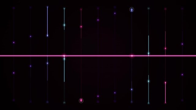 Tech background with pink and blue digital waves.