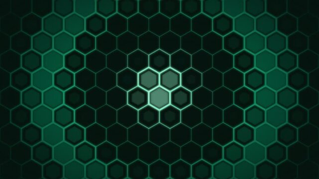 Pulsing Hexagon Grid in Emerald Green Tones &ndash; Seamless Loop 4K Motion Background