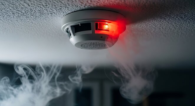 Smoke Detector Alerting with Red Light in Dark Room