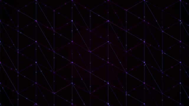 Abstract network of glowing nodes connected by thin lines creates a seamless looping background ideal for tech overlay applications