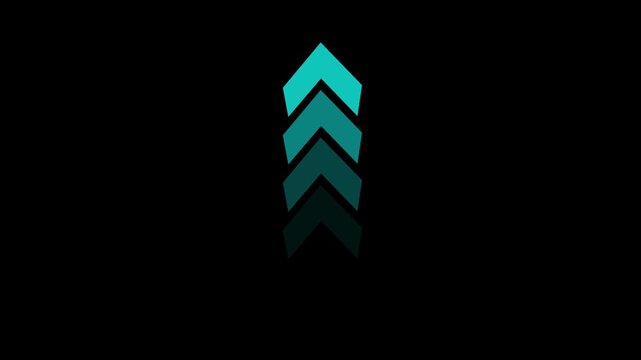 Cyan chevron pattern expands and contracts on a black background