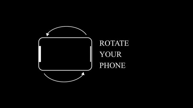 Smartphone rotates counterclockwise on a black background during a digital transition