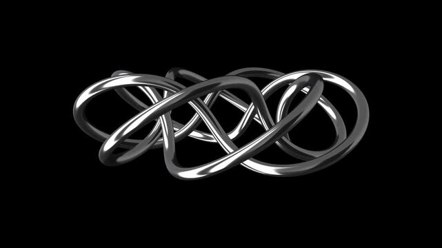 3D Rotating Shiny Metal Stainless Steel Chrome Torus Knot Infinite Loop