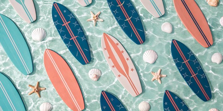 seamless pattern with surfing board