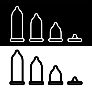 Condom icon. Condom unpacked. Symbol of love, contraception and sex. Protection from diseases and pregnancy. Raster.