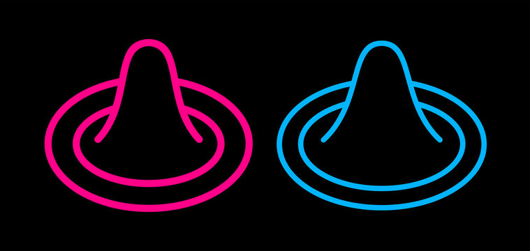 Condom icon. Condom unpacked. Symbol of love, contraception and sex. Protection from diseases and pregnancy. Raster.