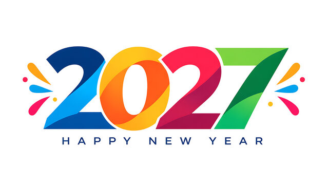 Colorful 2027 celebration text design , Happy New Year 2027, New Year 2027, Happy New Year, New Year, 2027 Typography, 2027