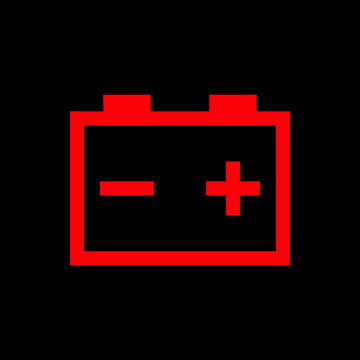 Battery (accumulator) icon. Low-voltage battery. Symbol for energy or charge. Attribute of a car, machine, or engine. Raster.