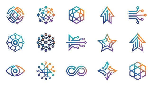 Futuristic Technology Logo Symbol Collection for Digital Brands