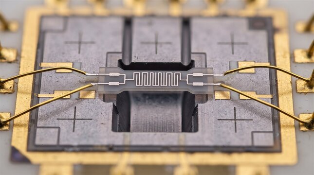 Close up of a MEMS mass flow sensor on a microchip