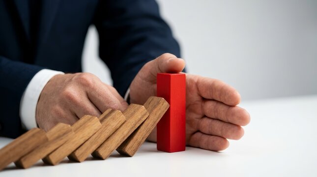 Strategic business planning and risk control using a red domino to prevent crisis.