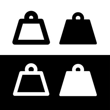 A weight or kettlebell icon. Symbols of kilograms, kg or tonnes. Symbols of great weight, force, or ponderosity. Attributes of a crane, hoist, or construction site. Raster.