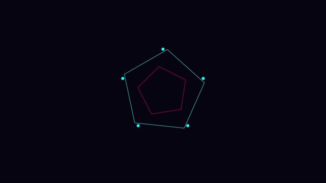 Minimalist geometric pentagon animation with pulsing neon lines and dots 4k motion minimalist