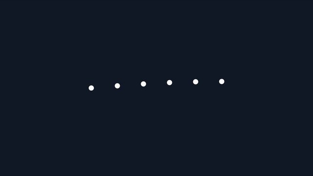 Minimalist loading animation with pulsing 4k white dots on dark background