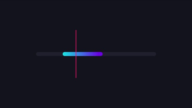 Minimalist loading bar animation with gradient progress indicator and vertical scan line for ui ux 4k