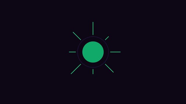 Minimalist loading spinner animation with green pulsing circle and radial lines 4k progress indicator