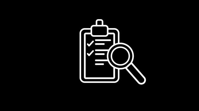 Clipboard icon animation on black background. Price list with checklist clipboard icon.