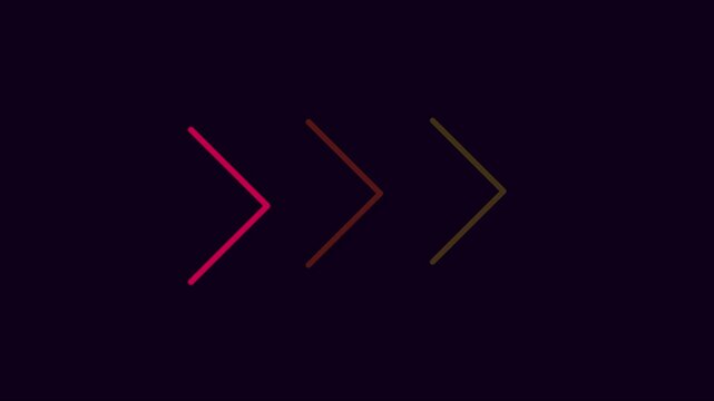 Minimalist neon arrow loading animation loop with vibrant color transitions 4k motion digital