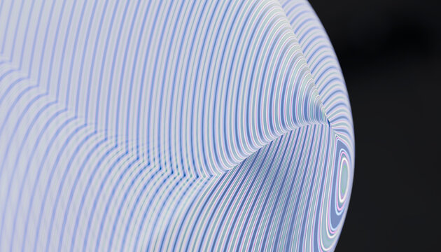 Abstract curved concentric light blue lines pattern on Black