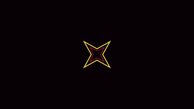 Minimalist pulsing star animation on 4k black background, for modern ui, motion ui